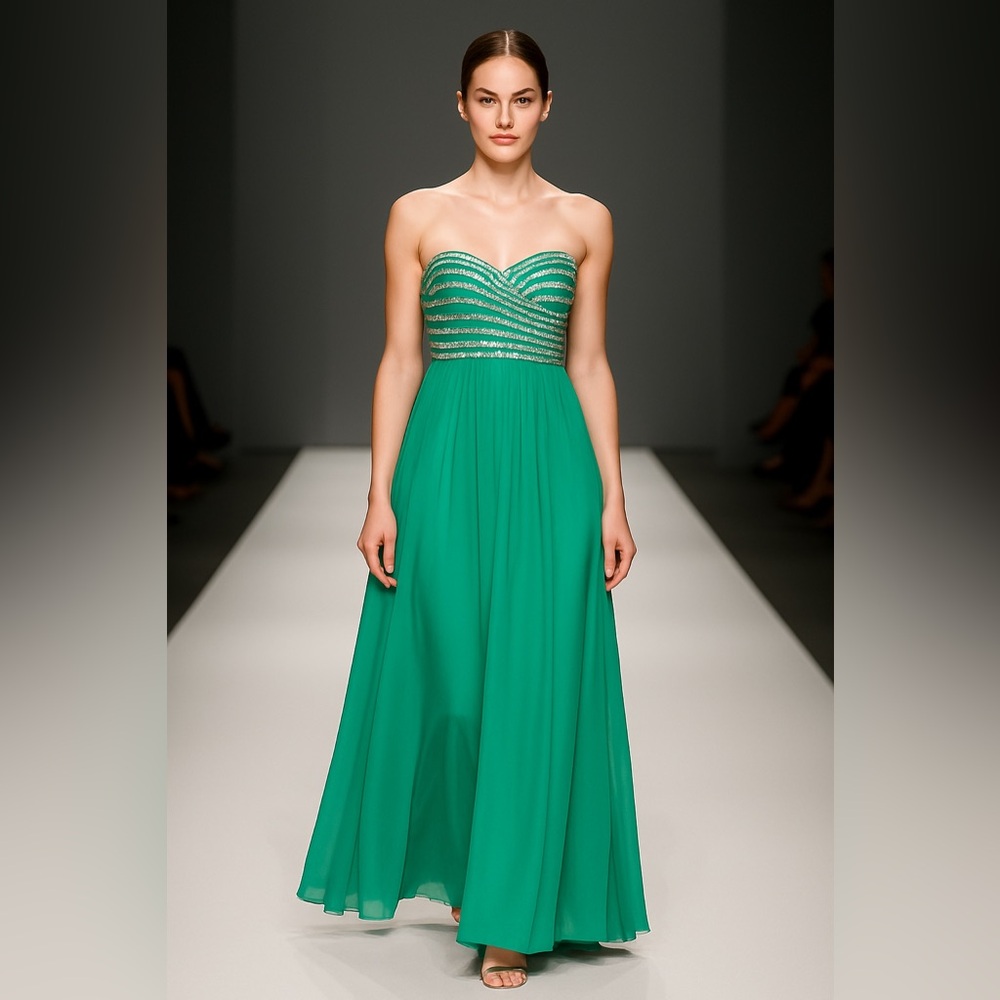 Morgan & Co Aqua Sequence Evening Gown - image 2